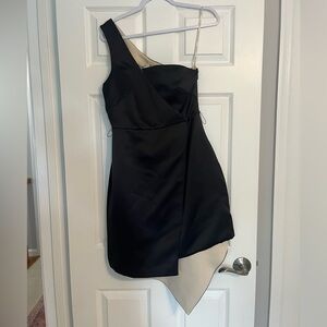 NWT Halston Heritage Black One-Shoulder Cocktail Dress